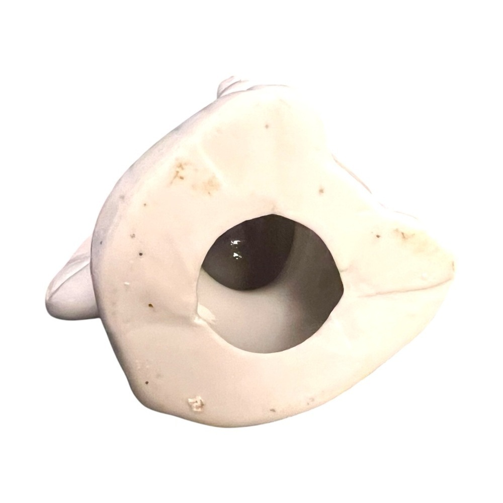 Vintage Lucky Elephant Ring Holder Trinket Figurine Trunk Up White Ceramic 3” - Picture 6 of 9